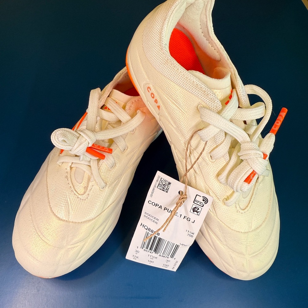 Adidas Jr. Copa Pure.3 Firm Ground Soccer Cleats (Off White/Team Solar Orange)